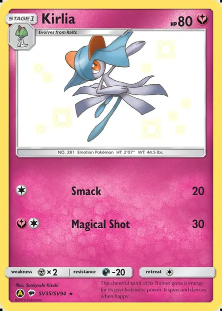 Kirlia, Pokémon card SMA SV35 — Hidden Fates Shiny Vault set
