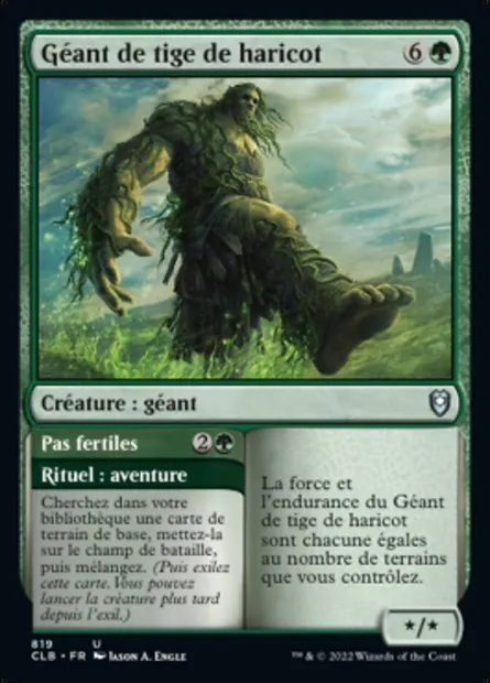 Géant de tige de haricot // Pas fertiles, carte Magic CLB 819 — extension Commander Légendes : la bataille de la Porte de Baldur