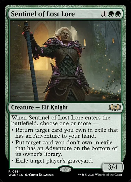 Sentinel of Lost Lore, Magic card WOE 184 — Wilds of Eldraine set