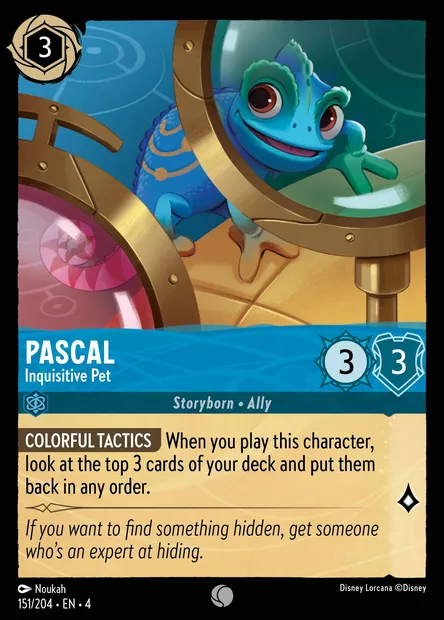 Pascal - Inquisitive Pet, Disney Lorcana card CH4-151 — Ursula's Return set