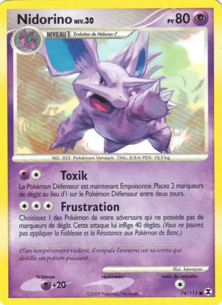 Nidorino Niv. 30, carte Pokémon RR 74 — extension Rivaux Émergeants