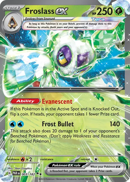Froslass ex, Pokémon card PAR 003 — Paradox Rift set