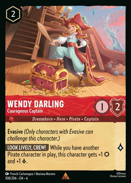Wendy Darling - Courageous Captain, Disney Lorcana card CH6-108 — Azurite Sea set
