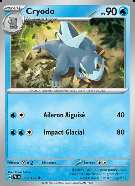 Cryodo, carte Pokémon PAL 059 — extension Évolutions à Paldea