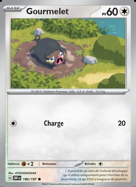 Gourmelet, carte Pokémon OBF 180 — extension Flammes Obsidiennes