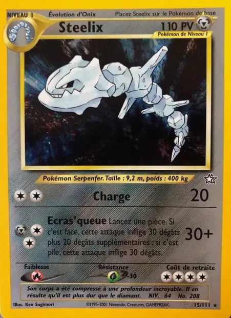 Steelix, carte Pokémon NG 15 — extension Neo Genesis