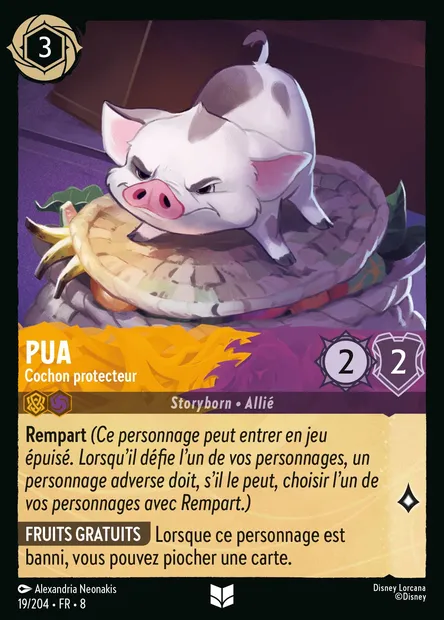 Pua - Cochon protecteur, carte Disney Lorcana CH8-019 — extension Le Règne de Jafar