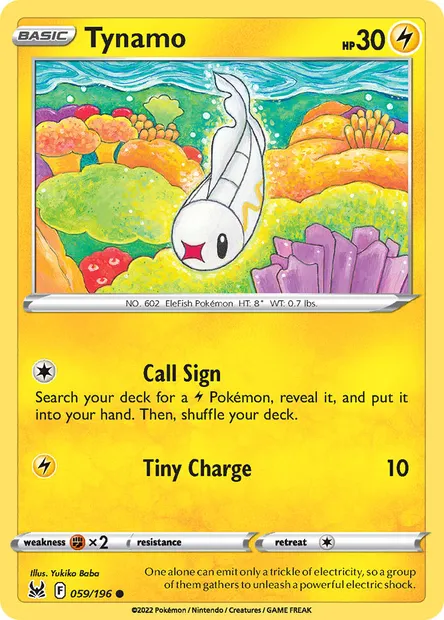 Tynamo, Pokémon card LOR 059 — Lost Origin set