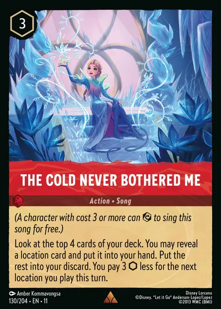 The Cold Never Bothered Me, Disney Lorcana card CH11-130 — Winterspell set