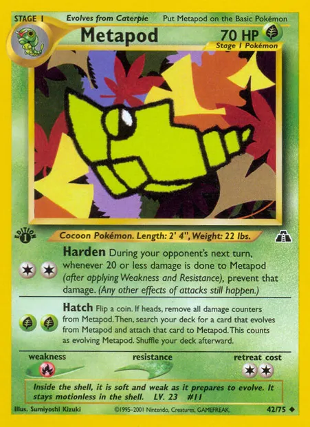 Metapod, Pokémon card ND 42 — Neo Discovery set