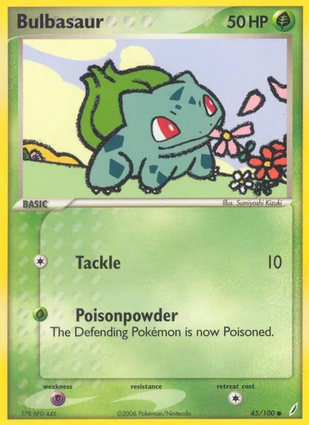 Bulbasaur, Pokémon card CG 45 — Crystal Guardians set