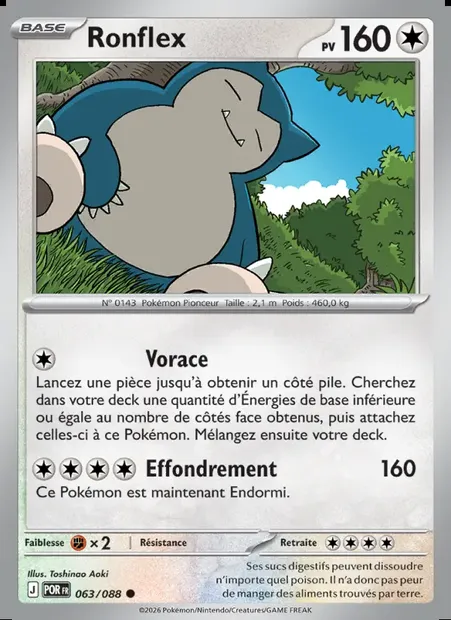 Ronflex, carte Pokémon POR 063 — extension Équilibre Parfait