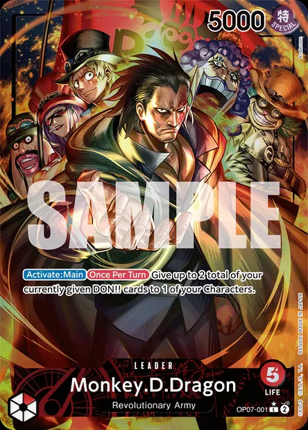 Monkey.D.Dragon, One Piece card OP07-001 — 500 YEARS IN THE FUTURE set