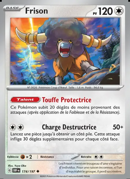 Frison, carte Pokémon OBF 174 — extension Flammes Obsidiennes