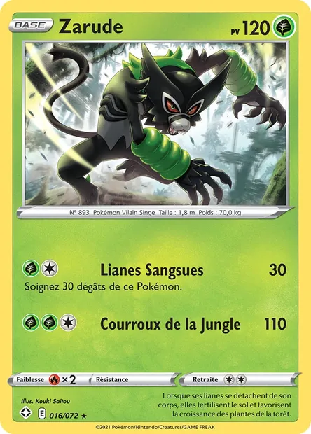 Zarude, carte Pokémon SHF 16 — extension Destinées Radieuses