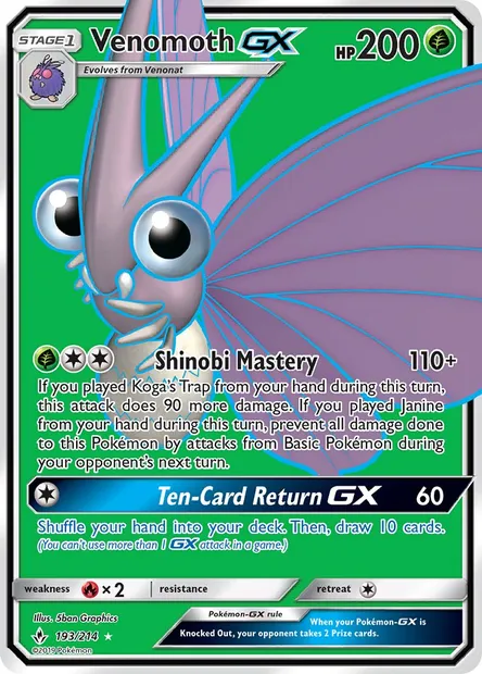 Venomoth GX, Pokémon card UNB 193 — Unbroken Bonds set