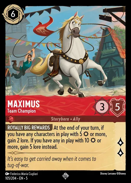 Maximus - Team Champion, Disney Lorcana card CH5-105 — Shimmering Skies set