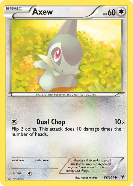 Axew, Pokémon card NVI 86 — Noble Victories set