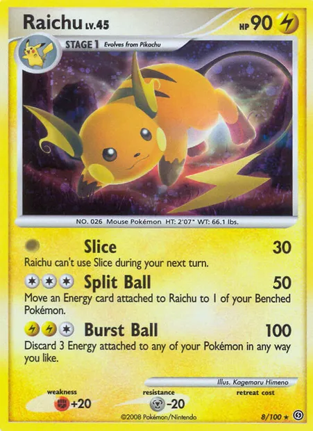 Raichu, carte Pokémon SF 8 — extension Tempête