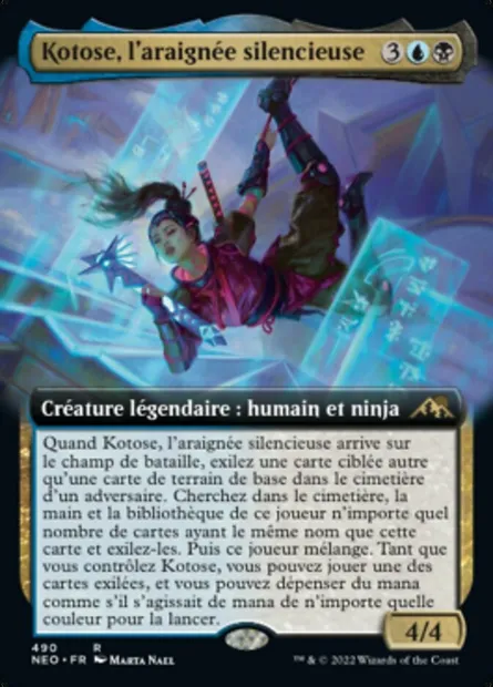 Kotose, l'araignée silencieuse, carte Magic NEO 490 — extension Kamigawa: La Dynastie Néon