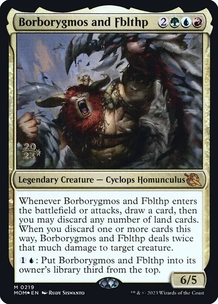 Borborygmos et Fblthp, carte Magic PMOM 219s — extension March of the Machine Promos