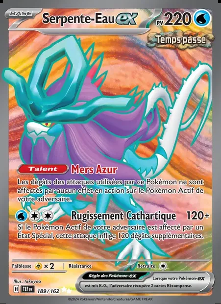 Serpente-Eau-ex, carte Pokémon TEF 189 — extension Forces Temporelles