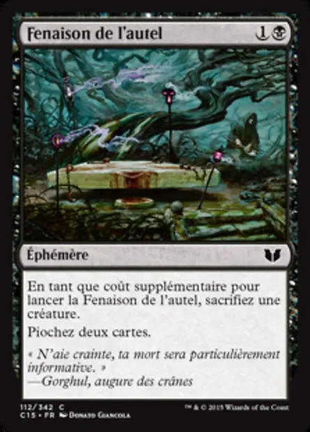 Fenaison de l'autel, carte Magic C15 112 — extension Commander 2015