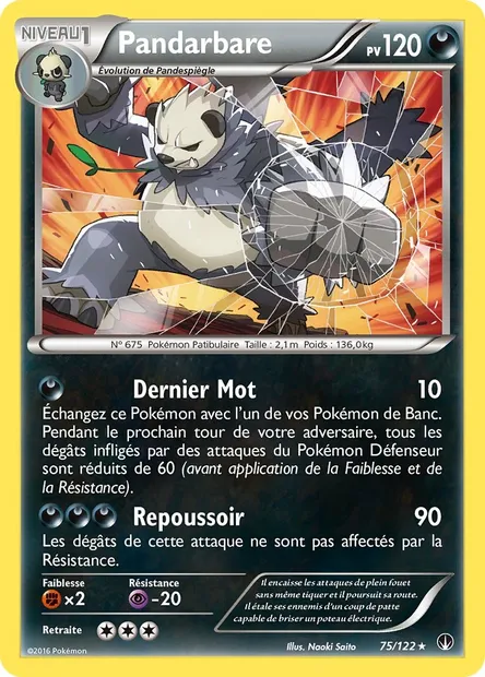 Pandarbare, carte Pokémon BKP 75 — extension Rupture Turbo