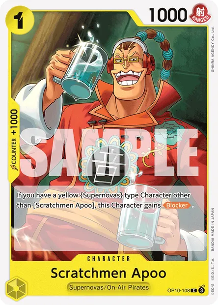 Scratchmen Apoo, One Piece card OP10-108 — ROYAL BLOOD set