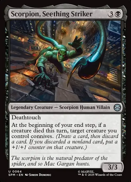 Scorpion, Seething Striker, Magic card SPM 64 — Marvel's Spider-Man set