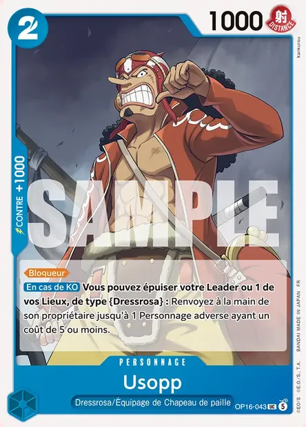 Usopp, carte One Piece OP16-043 — extension L'HEURE DE LA BATAILLE DÉCISIVE