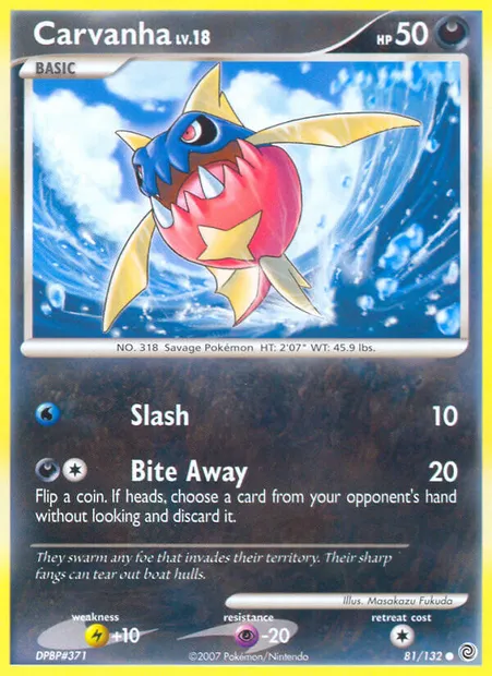 Carvanha, Pokémon card SW 81 — Secret Wonders set
