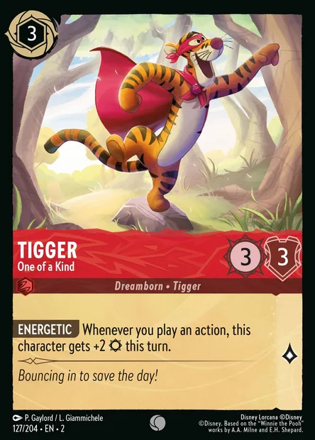 Tigger - One of a Kind, Disney Lorcana card CH2-127 — Rise of the Floodborn set