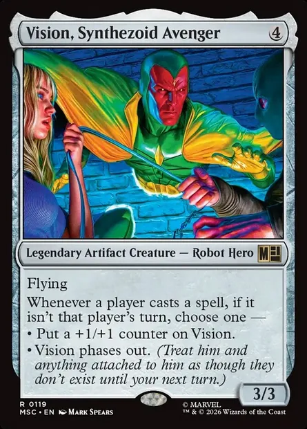 Vision, Synthezoid Avenger, Magic card MSC 119 — Marvel Super Heroes Commander set