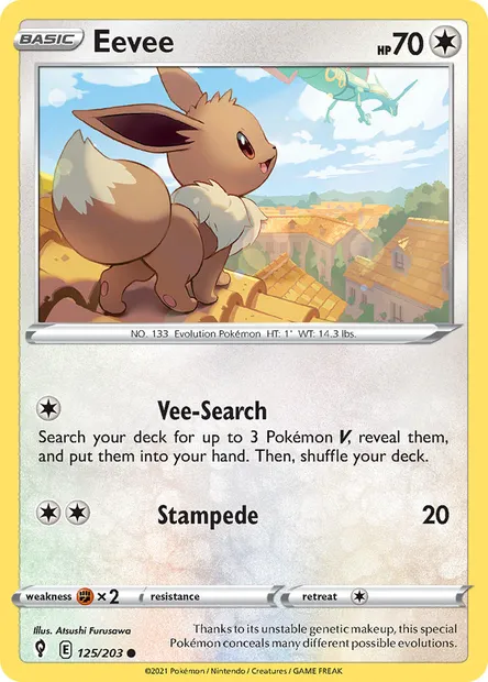 Eevee, Pokémon card EVS 125 — Evolving Skies set