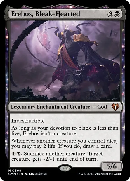 Erebos, Bleak-Hearted, Magic card CMM 868 — Commander Masters set