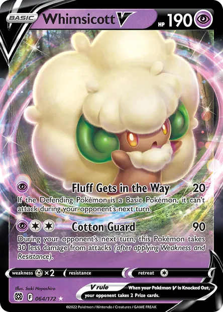 Whimsicott V, Pokémon card BRS 064 — Brilliant Stars set