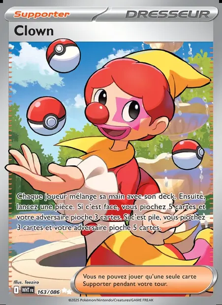 Clown, carte Pokémon WHT 163 — extension Flamme Blanche