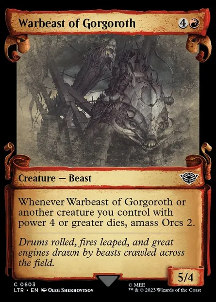 Bête de guerre de Gorgoroth, carte Magic LTR 603 — extension Le Seigneur des Anneaux : chroniques de la Terre du Milieu