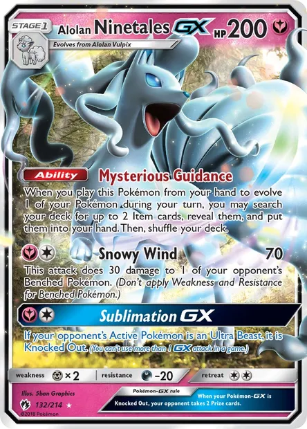 Alolan Ninetales GX, Pokémon card LOT 132 — Lost Thunder set