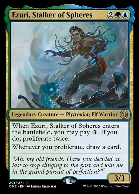 Ezuri, pisteur de sphères, carte Magic PONE 201p — extension Phyrexia: All Will Be One Promos