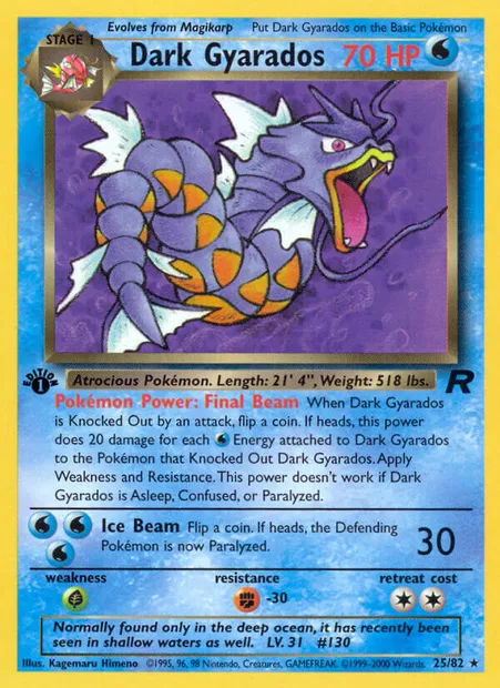 Dark Gyarados, Pokémon card TR 25 — Team Rocket set
