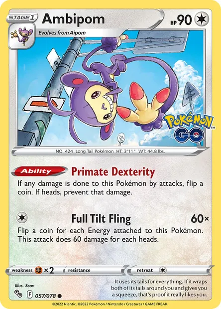 Ambipom, Pokémon card PGO 057 — Pokémon GO set