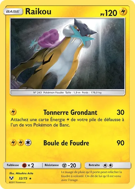 Raikou, carte Pokémon SLG 32 — extension Légendes Brillantes