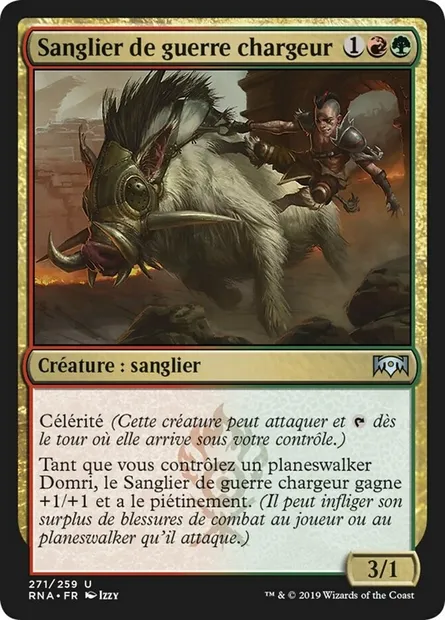 Sanglier de guerre chargeur, carte Magic RNA 271 — extension L'allégeance de Ravnica