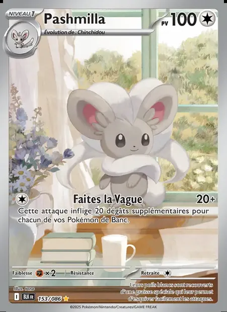 Pashmilla, carte Pokémon BLK 153 — extension Foudre Noire