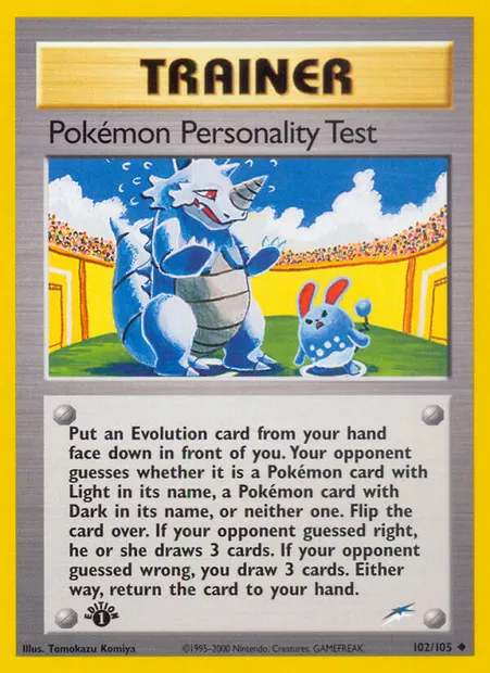 Pokémon Personality Test, Pokémon card NDE 102 — Neo Destiny set