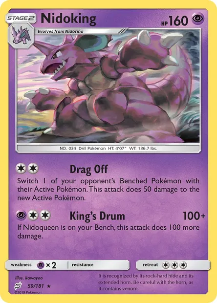 Nidoking, Pokémon card TEU 59 — Team Up set