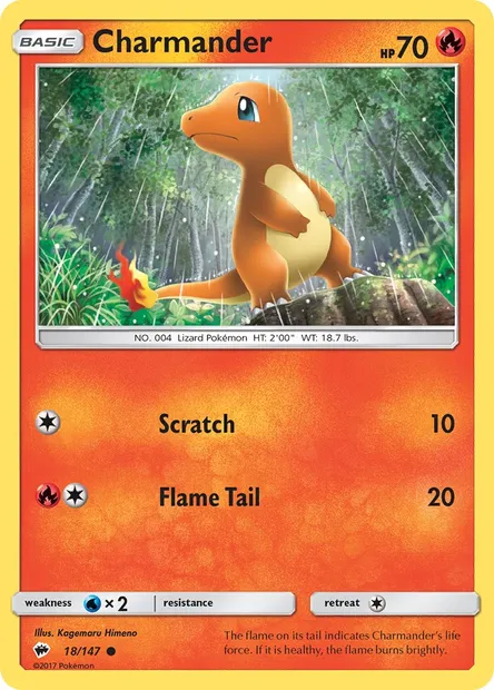 Charmander, Pokémon card BUS 18 — Burning Shadows set