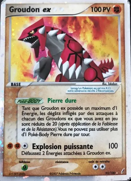 Groudon ex, carte Pokémon CG 93 — extension EX Gardiens de Cristal